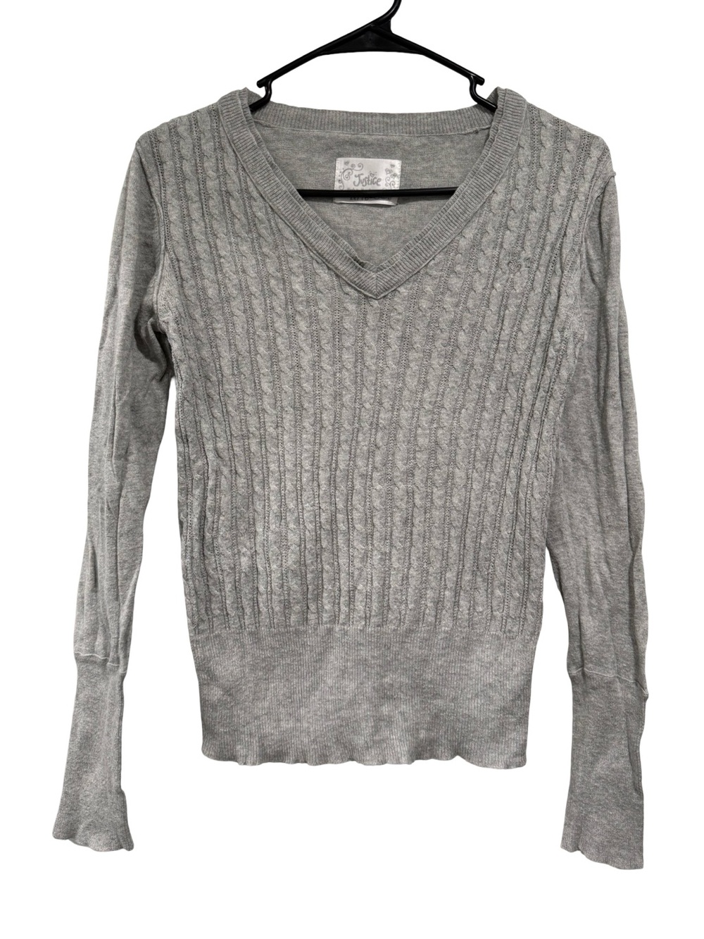 Girls Justice Cable Knit V-Neck Sweater